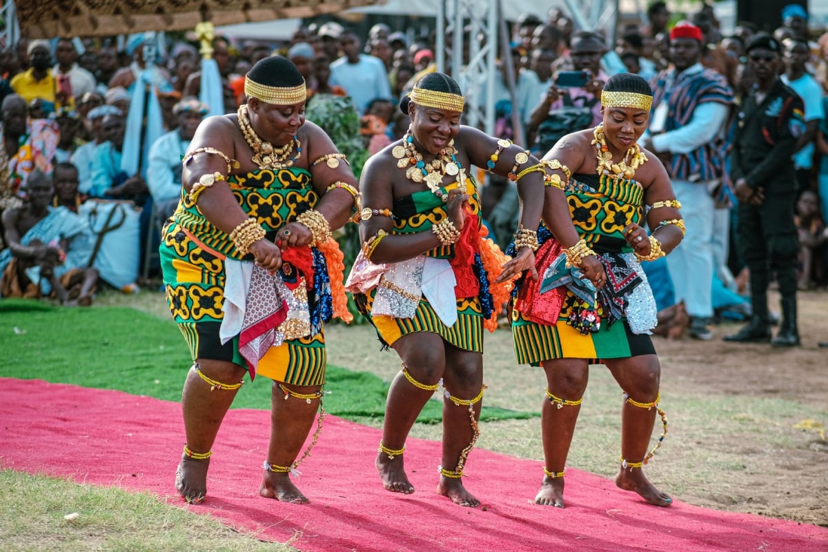 Mujeres bailando en el Festival Hogbetsotso en Ghana. Foto: Internet.
