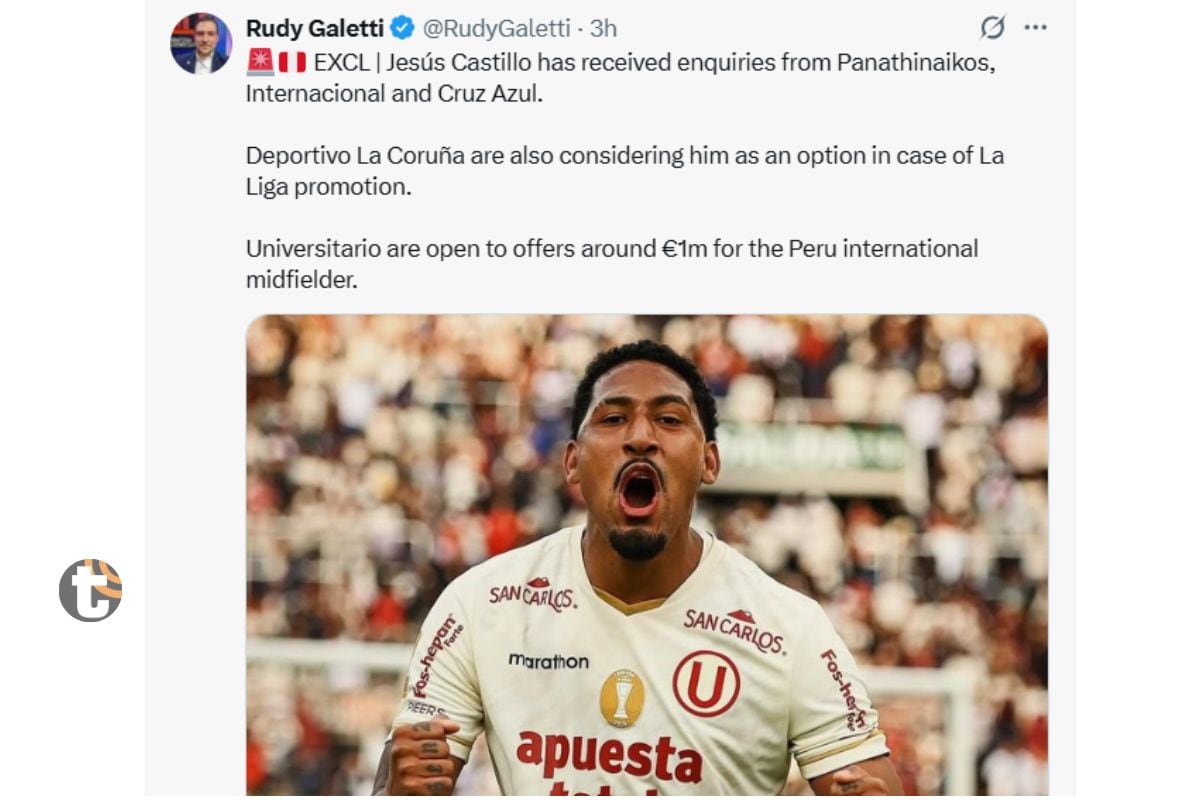 Periodista experto en fichajes comentó de las opciones del volante peruano (Foto: @RudyGalleti)