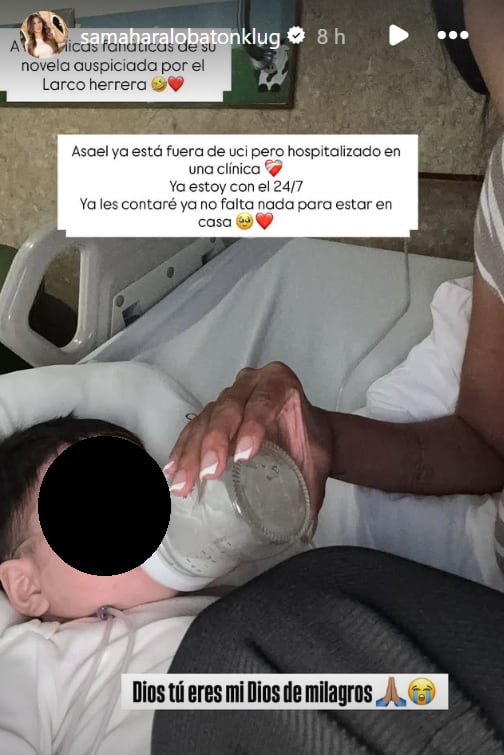 Samahara Lobatón informa que su bebé salió de UCI tras una bronquiolitis y una neumonía severa.