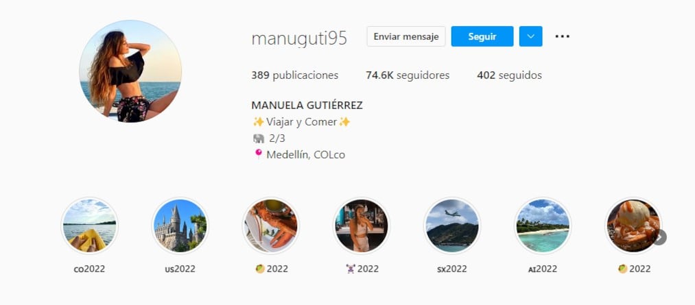 Tal y como luce en su Instagram, Manuel Gutiérrez es una "cosmpolita" oriunda de Colombia (Foto: Manuela Gutiérrez/Instagram)