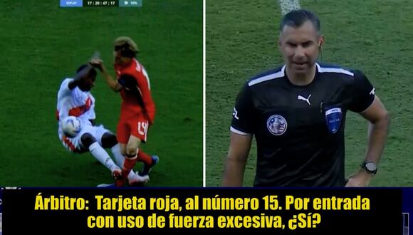 Revisión de VAR para decisión de expulsión a Miguel Araujo