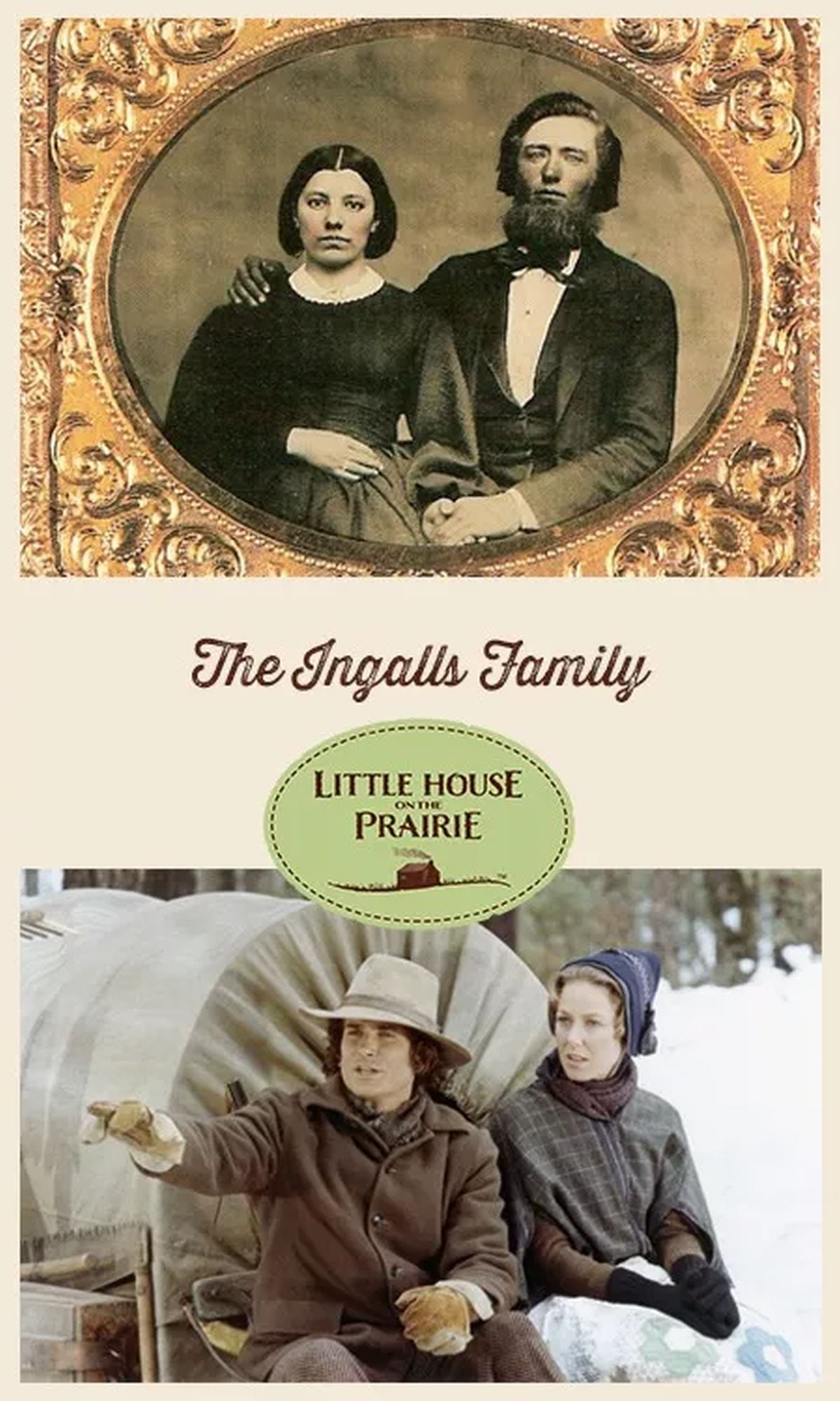 Arriba Carolina y su esposo Charles Ingalls, y abajo los actores que les dieron vida. (Foto: littlehouseonthepraire.com)