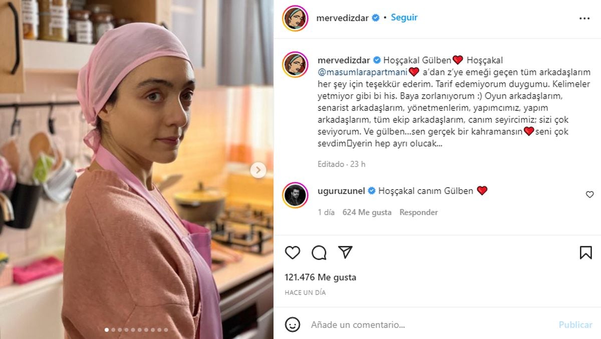 Merve Dizdar, quien interpretó al personaje de Gülben en "Inocentes", también se despidió de su personaje y del público (Foto: Merve Dizdar/Instagram)