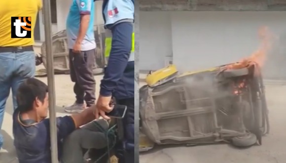 Ate: Vecinos queman moto de presunto delincuente