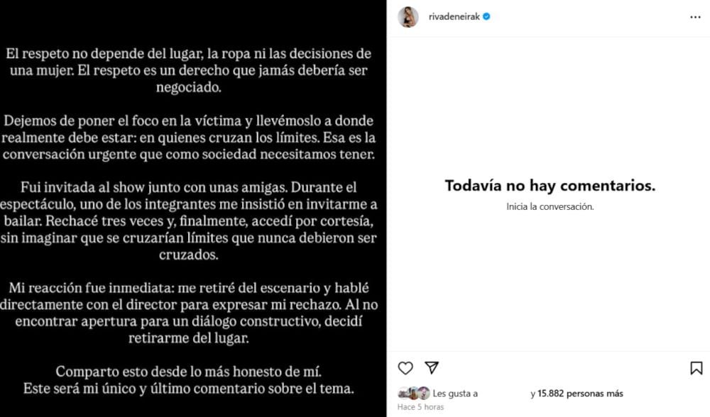 Korina Rivadeneira rompe su silencio tras sufrir tocamientos indebidos durante show en circo. (Foto: Instagram)