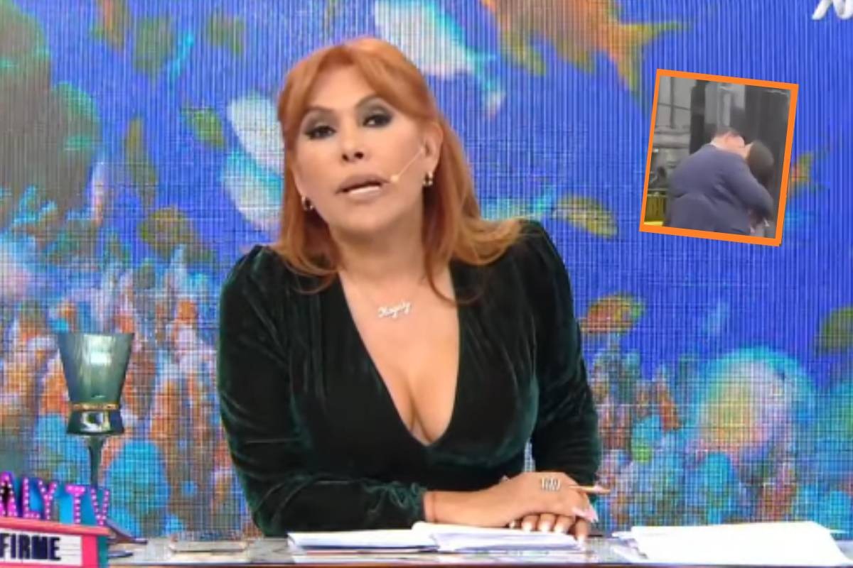 Magaly Medina le dio con palo a Mark Vito. (Captura ATV)