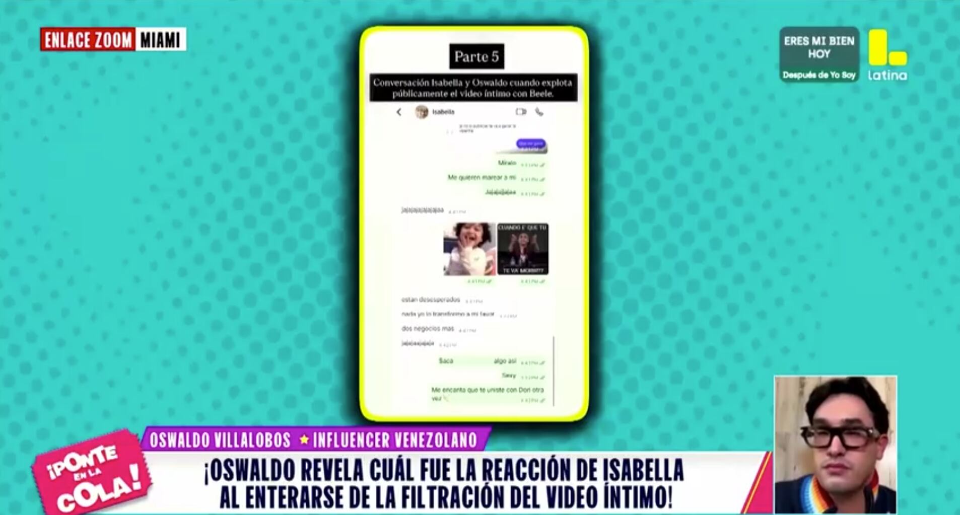 Joven muestra las conversaciones que tuvo con la influencer sobre la filtración de su video íntimo. (Fuente: Ponte en la cola /Latina)