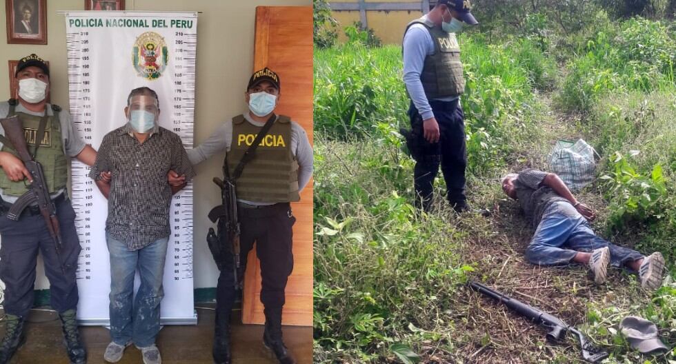 Cusco: Agentes de la comisaría de Pilcopata detuvieron al presunto invasor Patricio León (58), a quien le incautaron una escopeta. (Foto PNP)