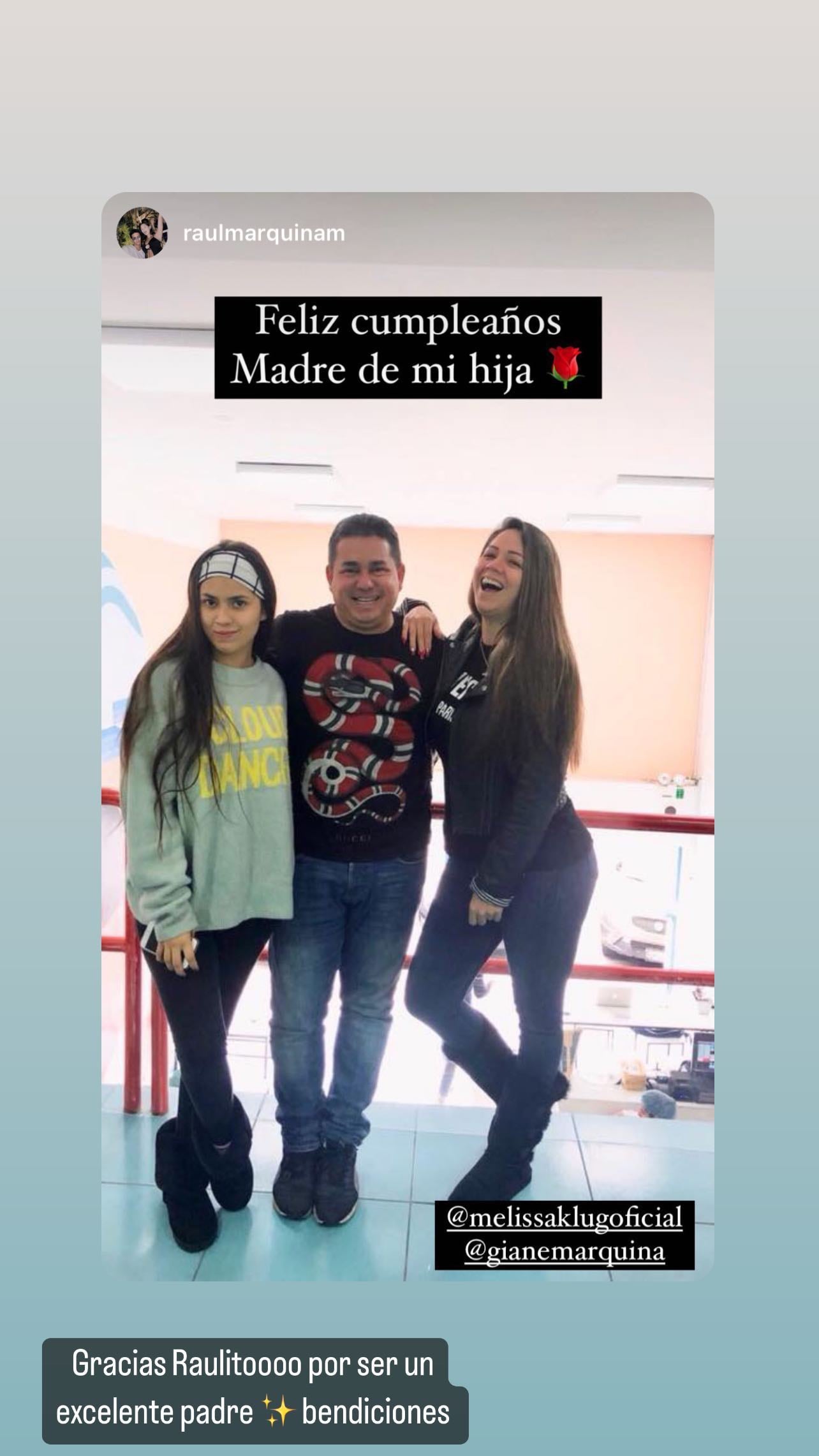 Padre de Gianella Marquina envía mensaje a Melissa Klug