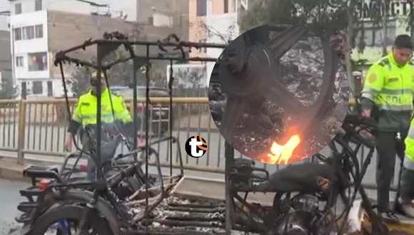 La Victoria: queman mototaxi que era usado para robar