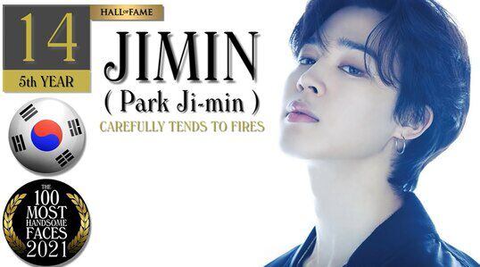 Jimin de BTS en el puesto #14 de Los 100 rostros más bellos del 2021. Foto: Captura YT