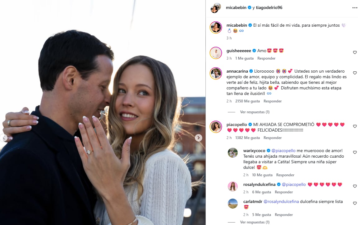 Mica Bebin se compromete a los 23 años.