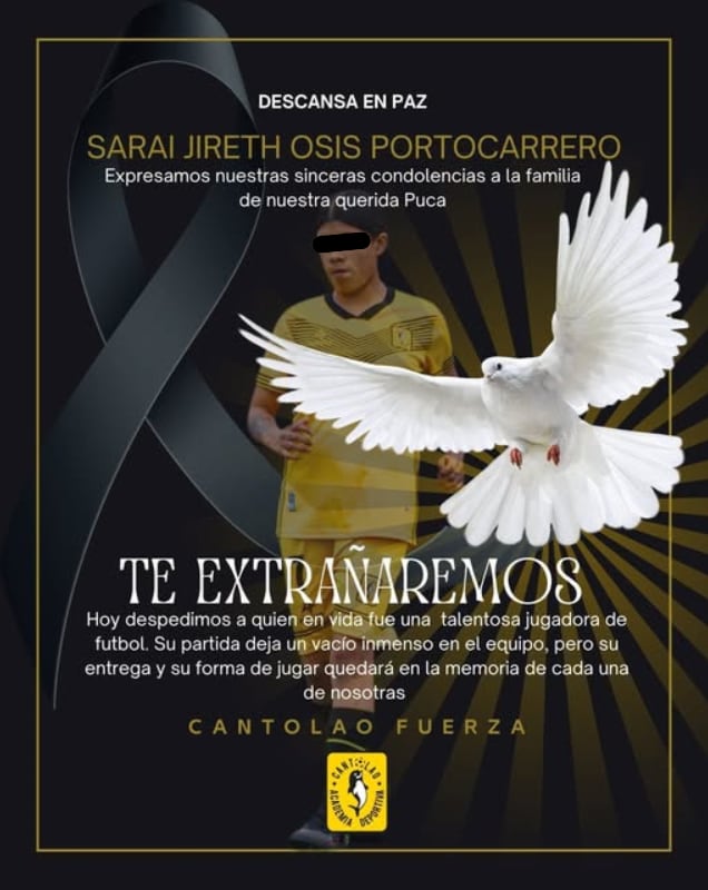 El mensaje del Cantolao dedicado a la adolescente asesinada. (Juveniles Cantolao)