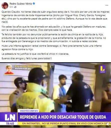Pedro Suárez Vértiz y su polémico mensaje al padre que golpeó a su hijo en Miraflores