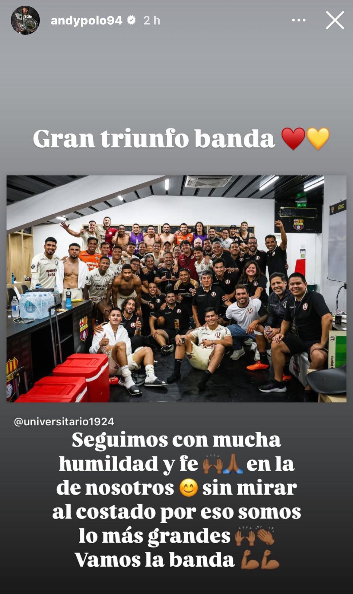 Historia de Andy Polo en sus redes sociales. (Captura: Instagram)