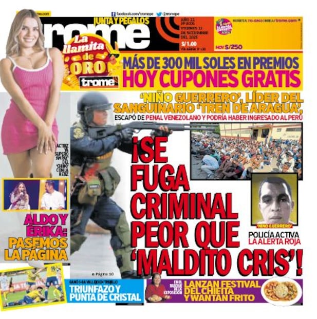 Portada impresa de Trome del viernes 22 de septiembre