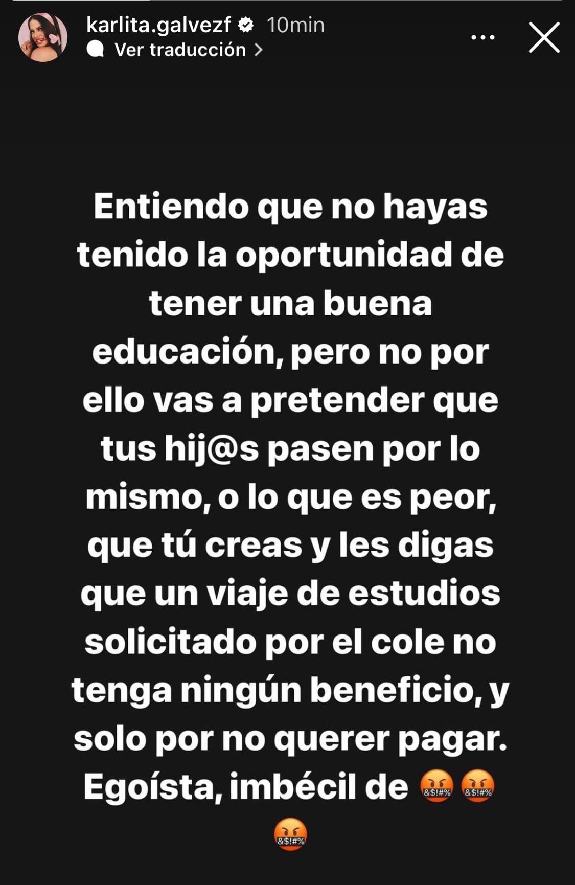 Publicación de Karla Galvez.