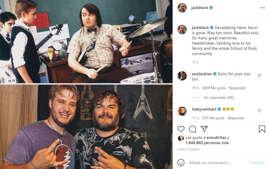Jack Black lamentó la muerte de Kevin Clark a sus 32 años (Foto: Instagram)