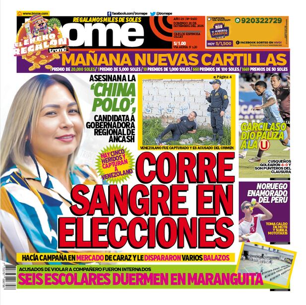 Portada Trome domingo 20 de setiembre del 2026