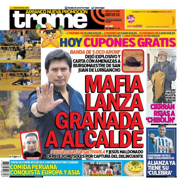 Portada impresa de Trome del miércoles 8 de enero de 2025