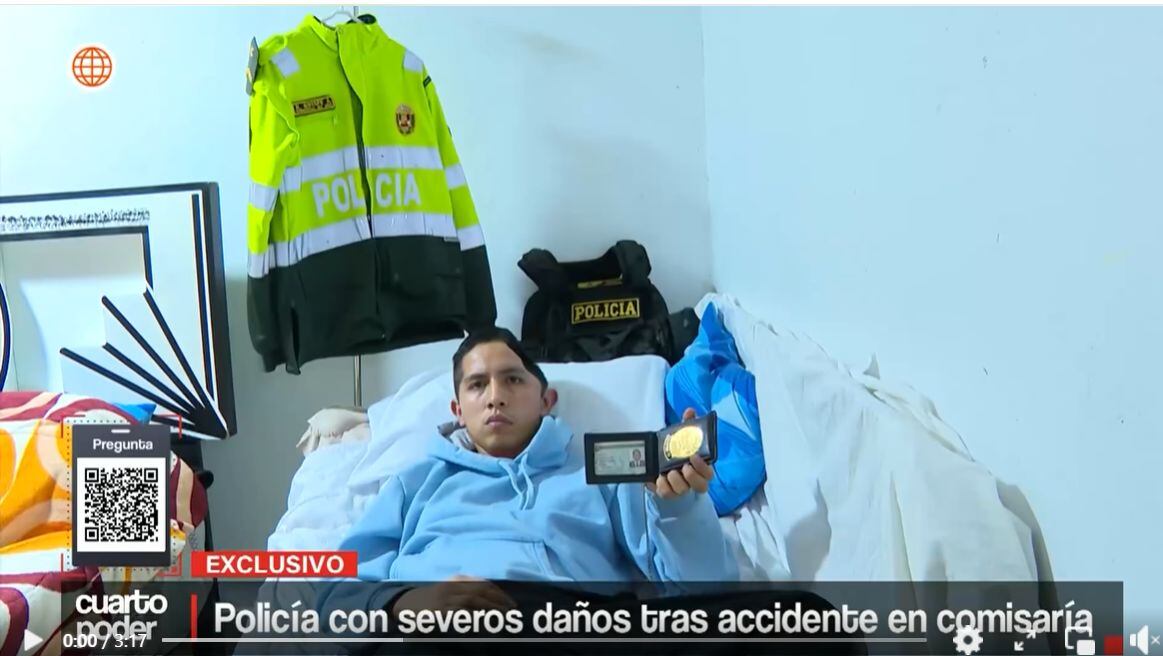 Policía padece severos daños tras accidente en una comisaría