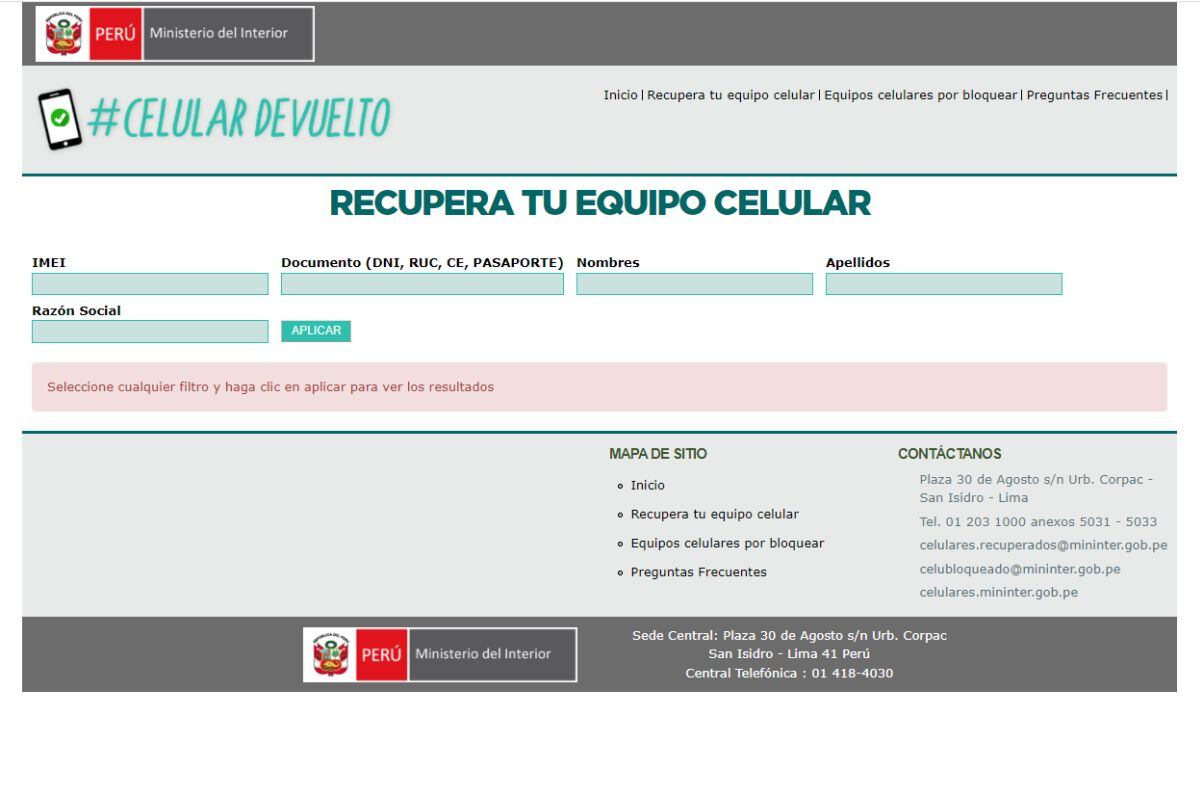 Averigua si tu quipo celular robado fue recuperado (Foto: Mininter)
