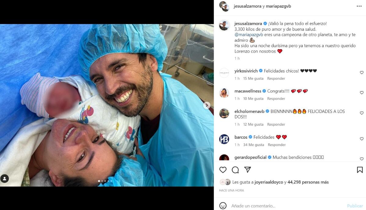 Publicación de Jesús Alzamora sobre el nacimiento de su hijo. (Foto: Instagram)