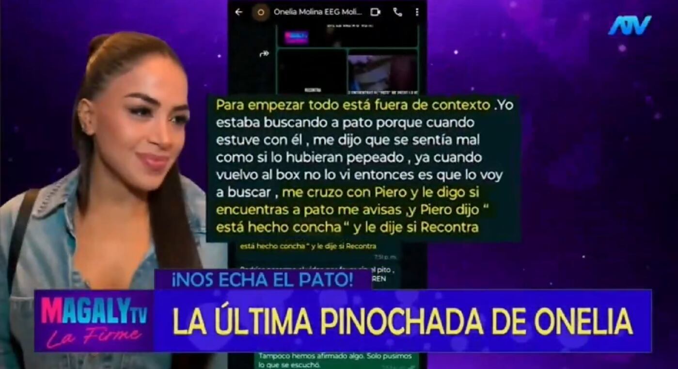 Onelia Molina sigue insistiendo que Piero Arenas que dijo que Patricio Parodi estaba "concha", en relación a que estaba "pepeado".
