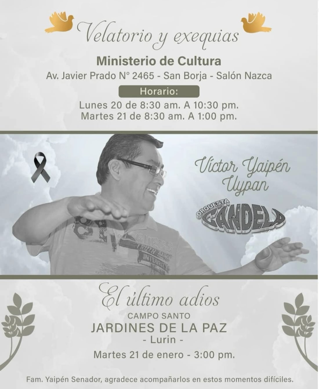 Víctor Yaipén: cuándo se realizará el velorio