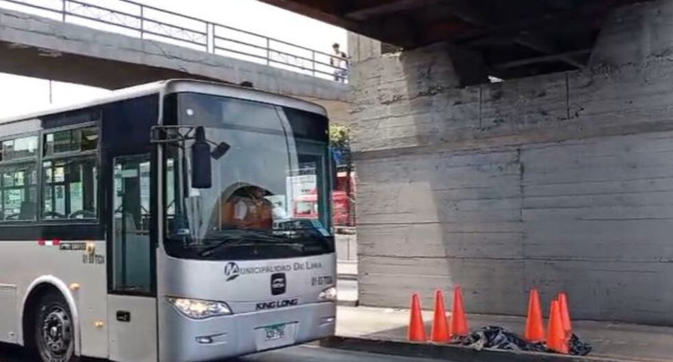 Mujer muere al caer de puente peatonal y ser arrollada por bus del Metropolitano en Lima