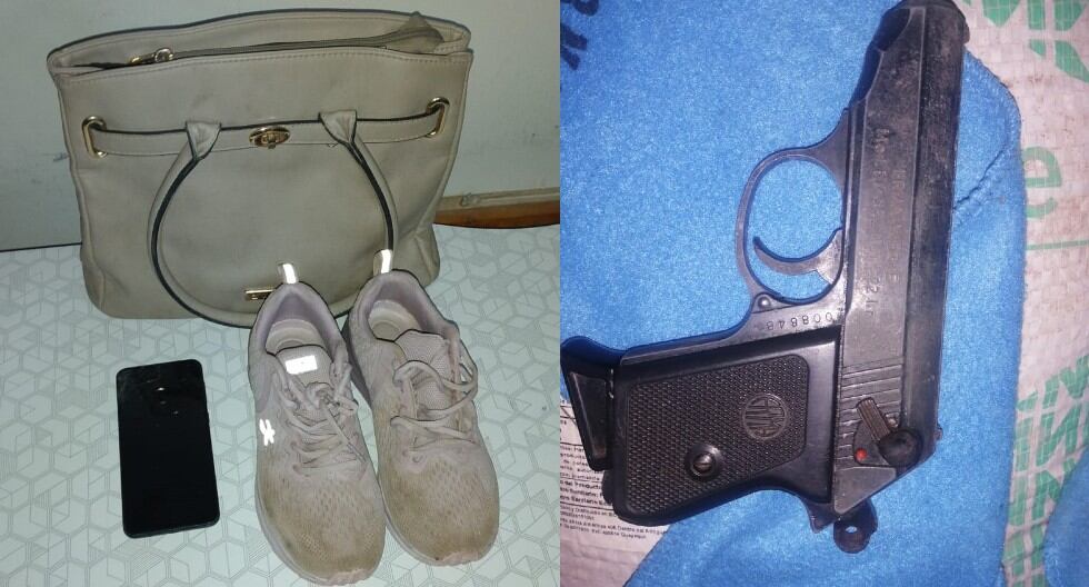 Puno: En casa del feminicida se halló la pistola que empleó para cometer el crimen; así como la cartera zapatillas y celular de la víctima por cuyo GPS fue localizado. (Foto PNP)