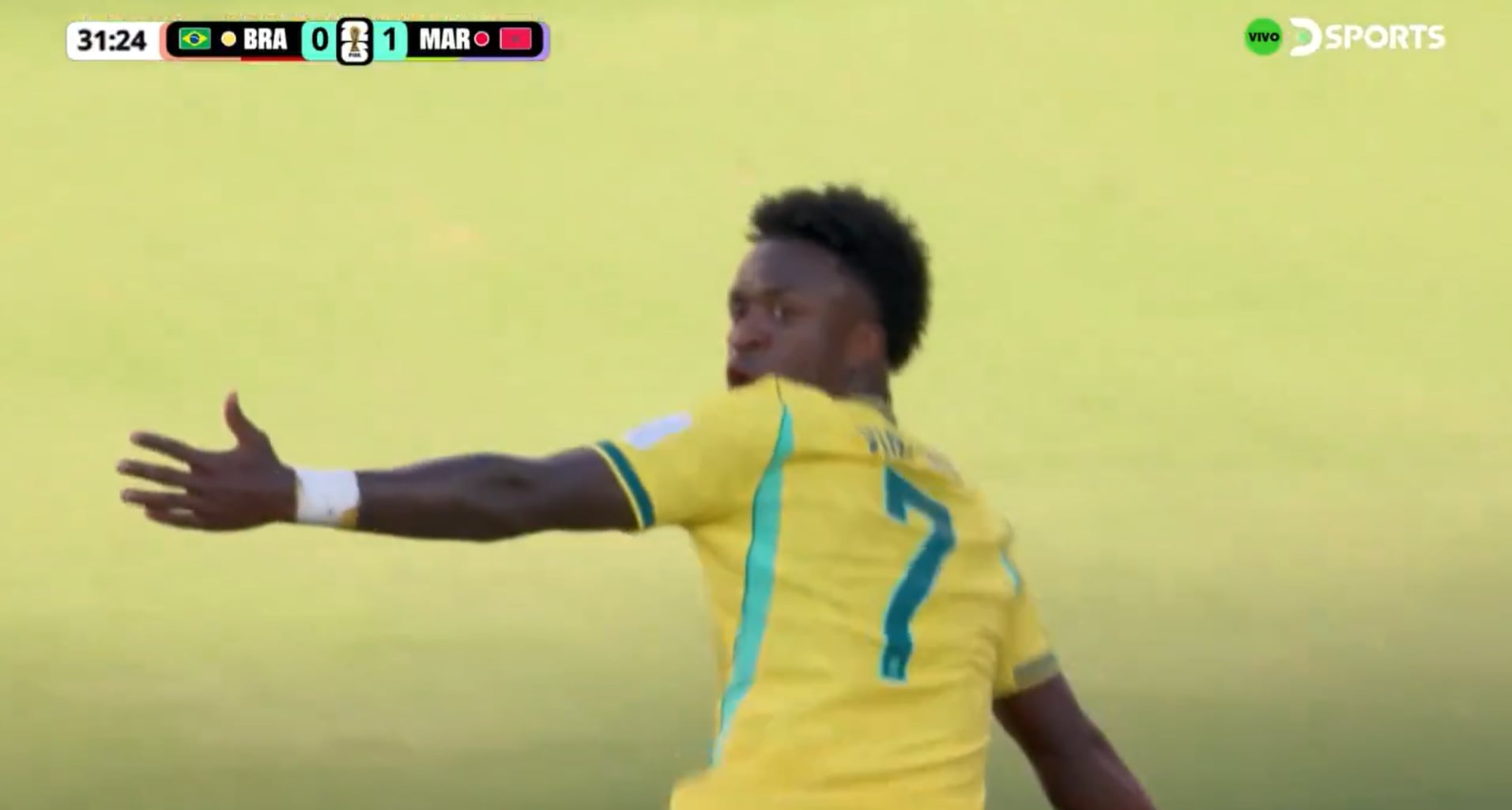Con una gran jugada individual, Vinícius Jr puso el empate 1-1- para Brasil vs Marruecos por el Grupo C del Mundial 2026. (Foto: captura DSports)