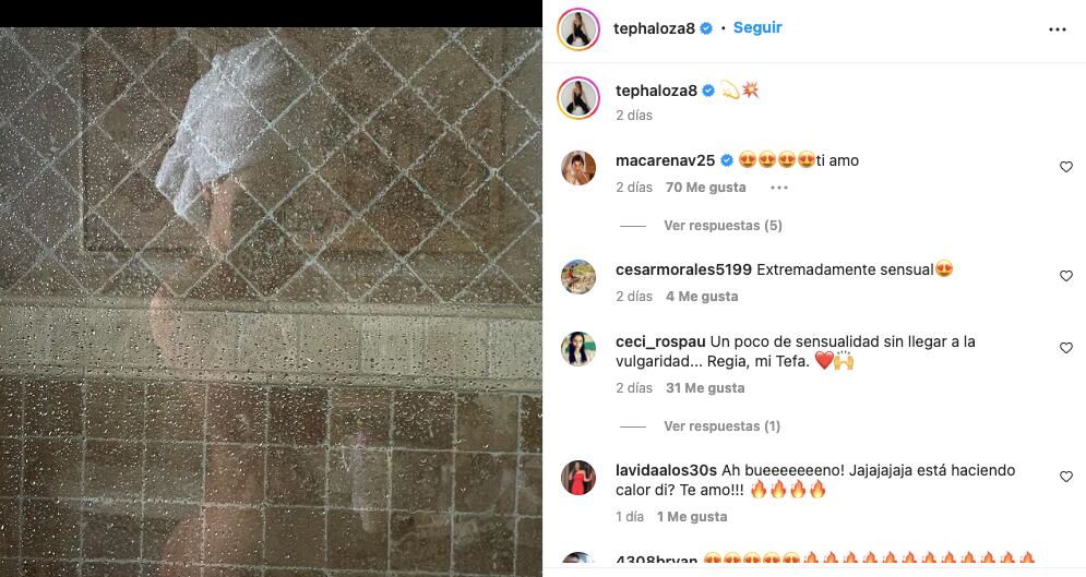 Tepha Loza encendió las redes sociales con fotografía en la ducha. (Foto: Instagram)