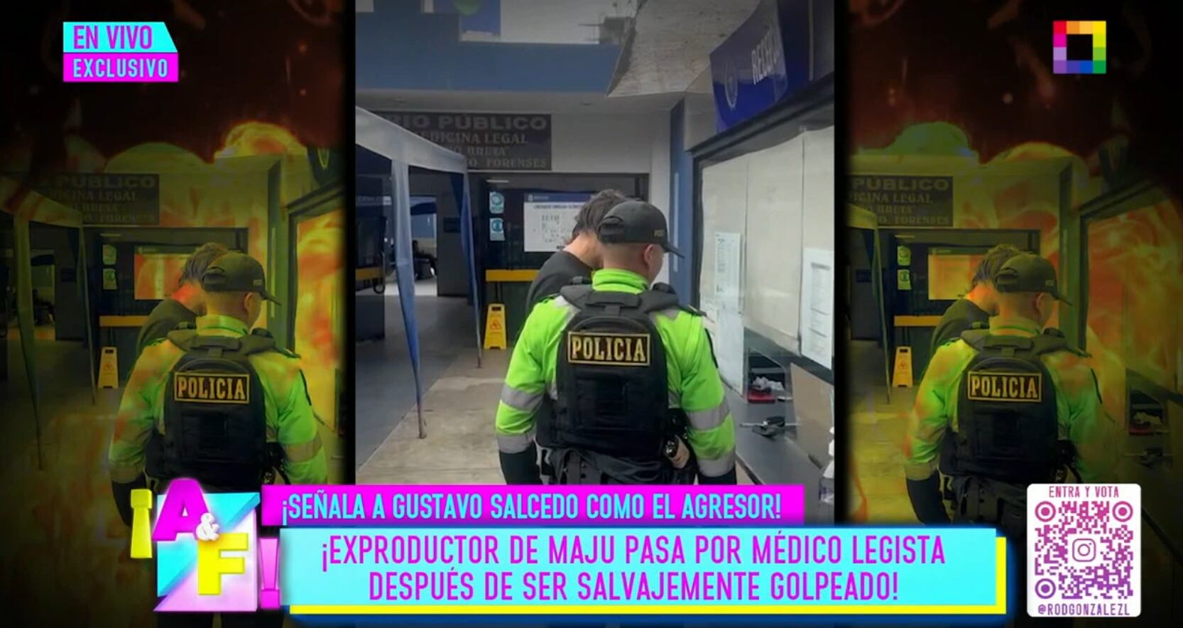 Christian Rodríguez dentro de la comisaría de San Isidro, tras presunto ataque de la expareja de Maju Mantilla.