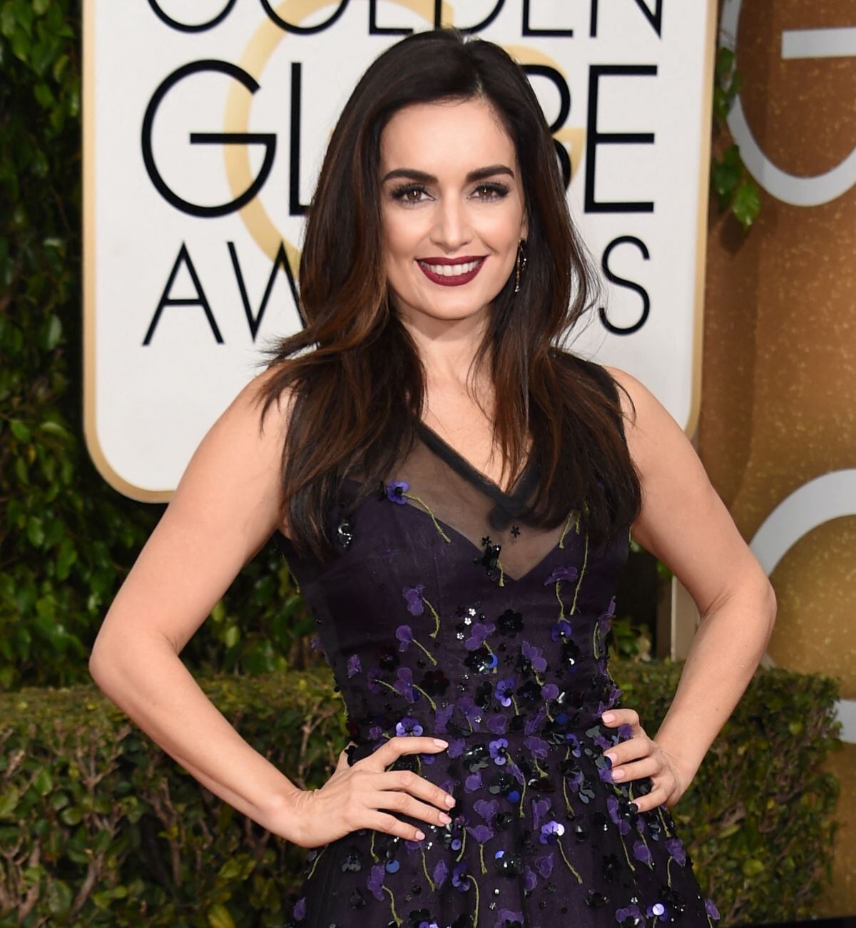 Cuando Ana de la Reguera llegó a la 73° entrega anual de los Globos de Oro, el 10 de enero de 2016, en el Beverly Hilton Hotel de Beverly Hills, California (Foto: Valerie Macon / AFP)