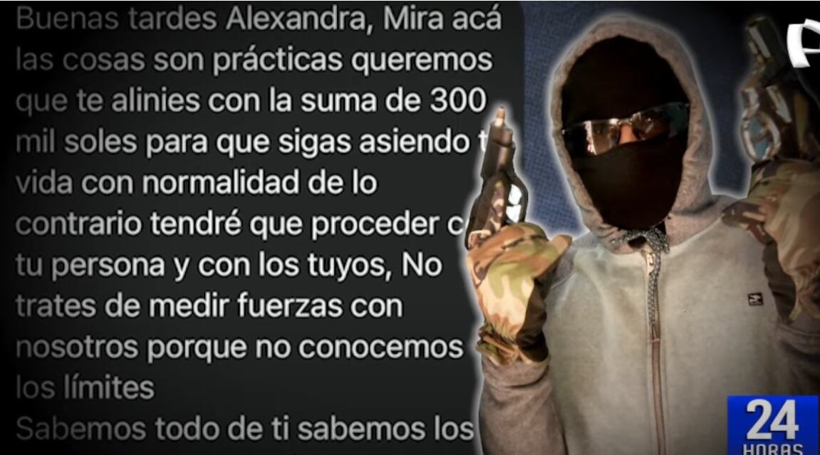 Parte de las amenazas contra Alexandra Grande. (24 Horas)