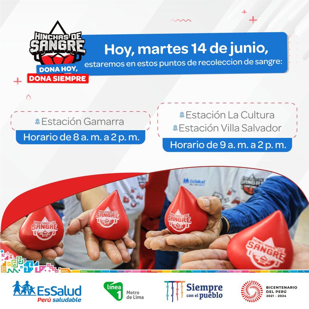 Dona sangre en las estaciones del Metro de Lima. Foto: Línea Uno