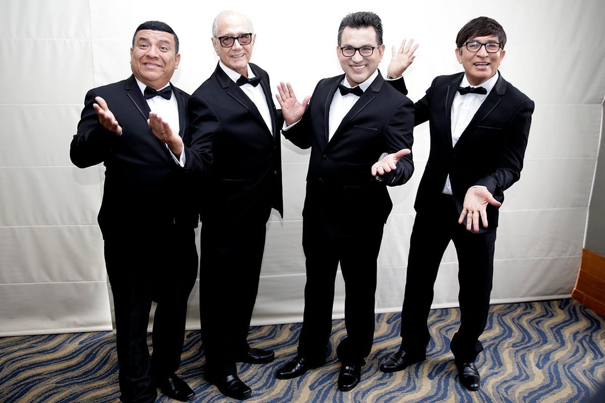 Manolo Rojas y Fernando Armas junto a Guillermo Rossini y Hernán Vidaurre, 'Los Chistosos'. (@gec)