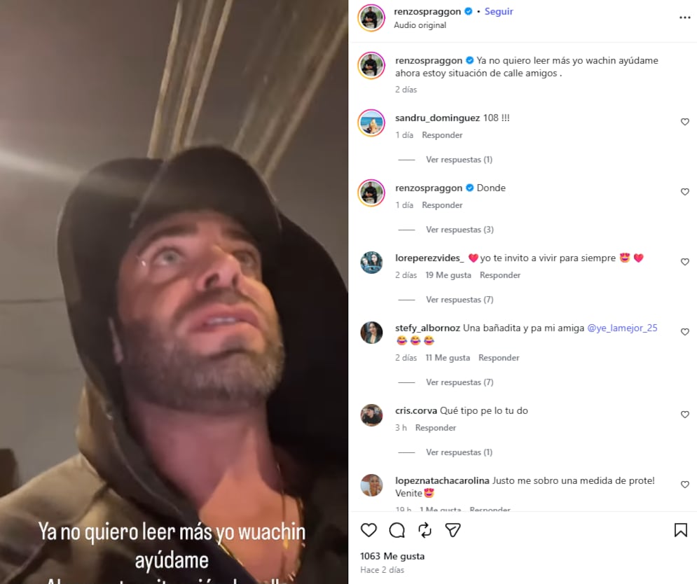 Renzo Spraggón afirma que está en situación de calle y busca comida en la basura tras quedarse sin dinero en Barranco.