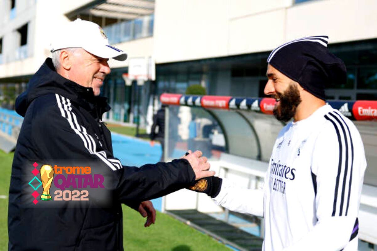 Karim Benzema parece despedirse de su entrenador en Real Madrid (Foto: Getty Images)