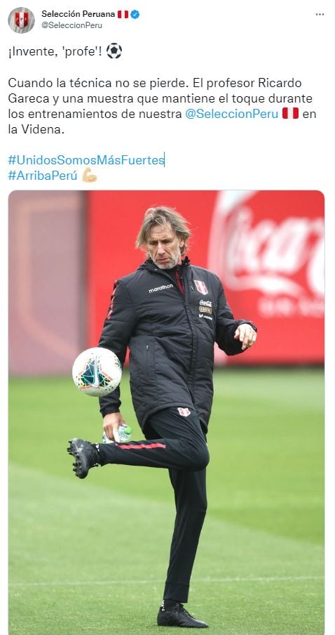 La publicación dedicada a Ricardo Gareca. (Foto: Twitter de la selección peruana)