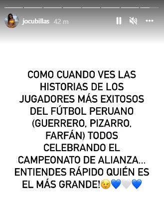Johana Cubillas celebra el triunfo de Alianza Lima. (Foto: @jocubillas).
