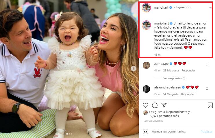 Mario Hart celebró el primer año de su hija. (Foto: @mariohart).