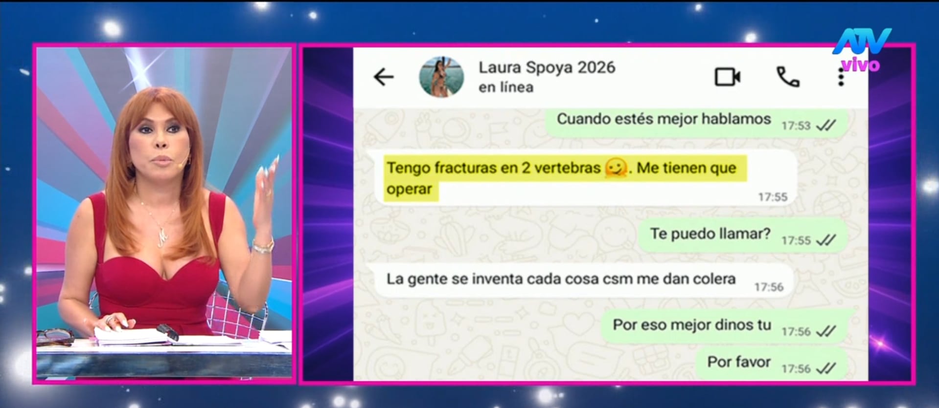 Modelo se comunica con la producción de Magaly Medina y habla tras accidente. (Fuente: ATV)