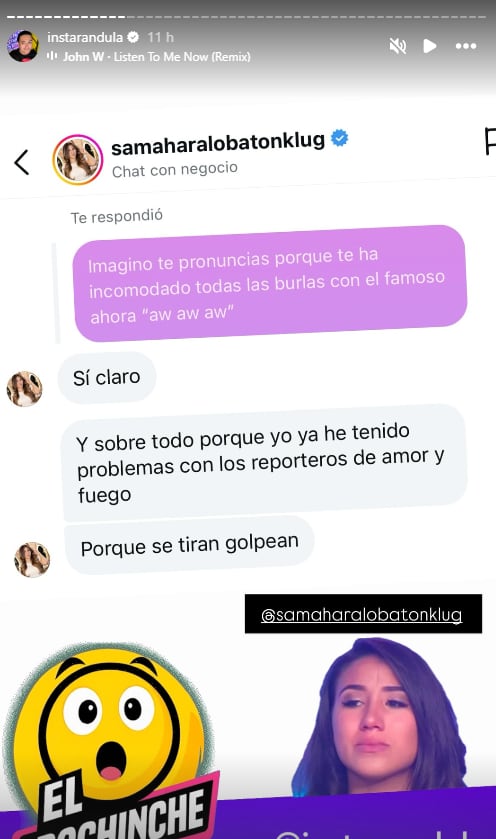 Influencer acusa a reporteros de jalonearla. (Fuente: Instarádula)