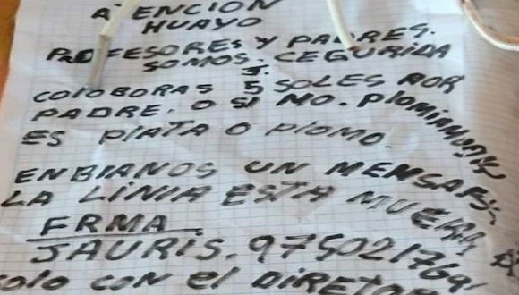 La Libertad: extorsión en colegio