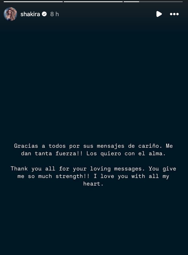 Shakira agradece a sus fans