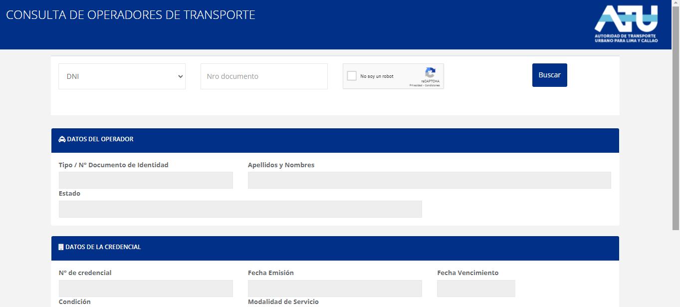 Consulta de operadores de transporte. Foto: ATU