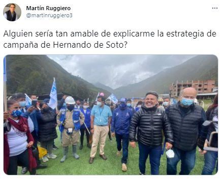 Martín Ruggiero criticó a Hernando de Soto por estar con 'Chibolín' en campaña.