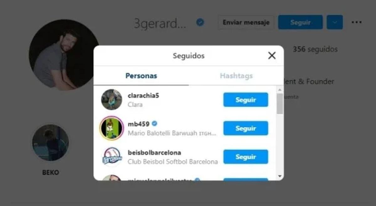 Piqué ya sigue a Clara en Instagram (Foto: Gerard Piqué / Captura de Instagram)